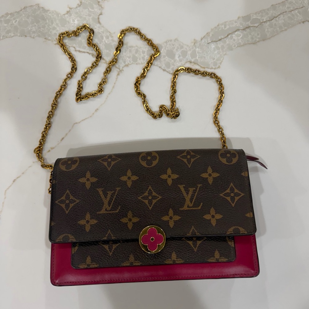 Louis Vuitton Monogram Crossbody with Pink and Gold Accents